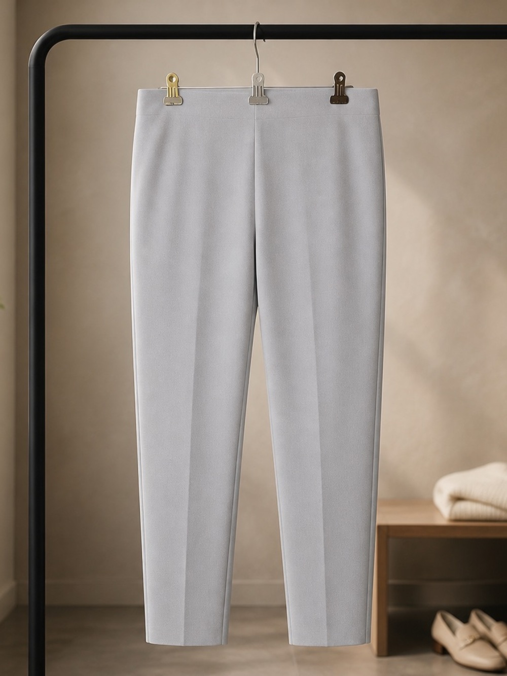 Bella Rose Closet Light Gray Men's Slim Tailored Dress Pants
